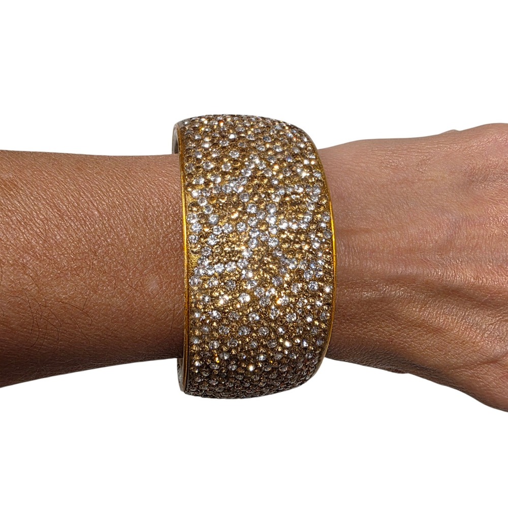 Unbranded Bangle Bracelet Women OS Gold Tone Crystal Rhinestone Glam Statement